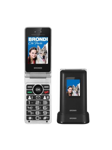 BRONDI AMICO PREZIOSO (NERO) - TELEFONO CELLULARE PER ANZIANI - TASTO SOS - CONTROLLO REMOTO - DOPPIO DISPLAY
